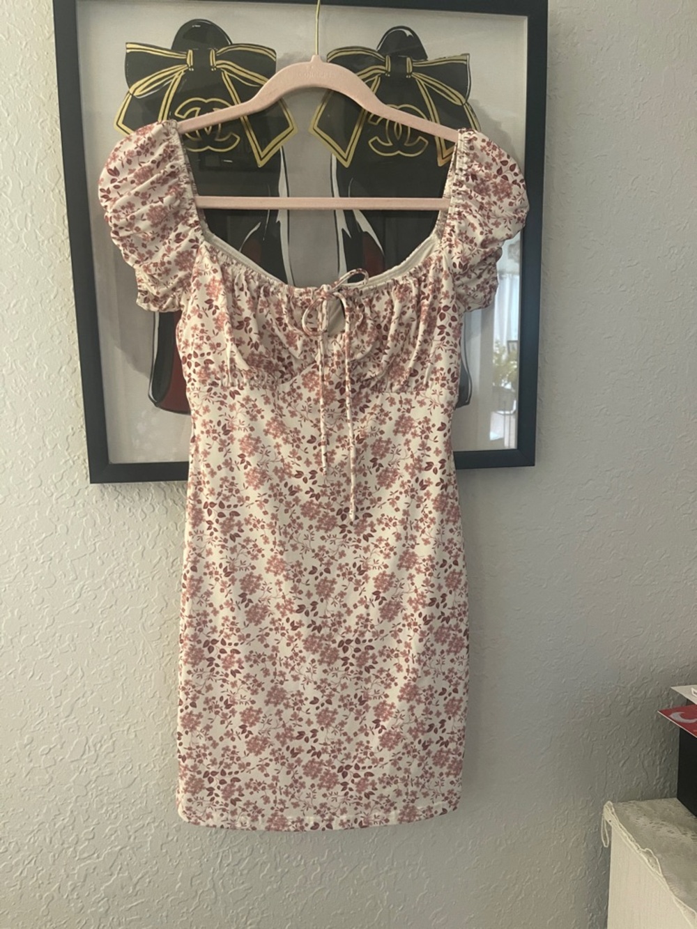 Windsor Cream Mini Dress with Dusty Rose Floral Print